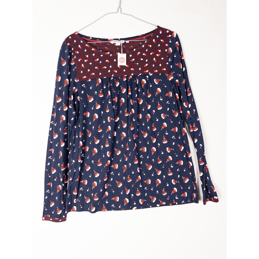 NWT‎ Boden Chepstow Top Blouse Womens US 6 Colorblock Allover Print Long Sleeve